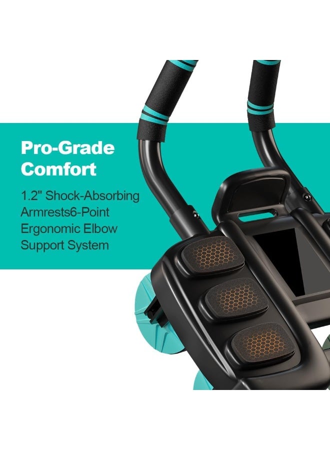 عجلة دوارة انتعاش اوتوماتيكية مع دعم للكوع وتصميم 4 عجلات - معدات تمارين اساسية لصالة الالعاب الرياضية المنزلية، الة تمرين البطن للرجال/النساء، حرق دهون البطن، عجلة دوارة محمولة للياقة - Image 3